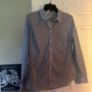 Banana Republic factory non-iron button up blue vertical striped size 14